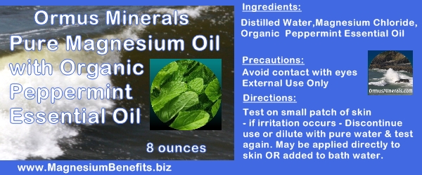 Ormus Minerals PURE MAGNESIUM OIL with Organic Peppermint Essential Oil